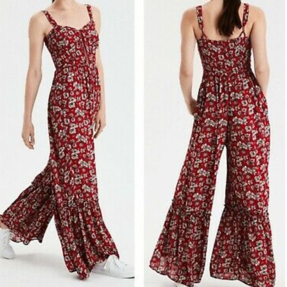American Eagle floral flare leg jumpsuit, 00 / XS - Picture 2 of 9